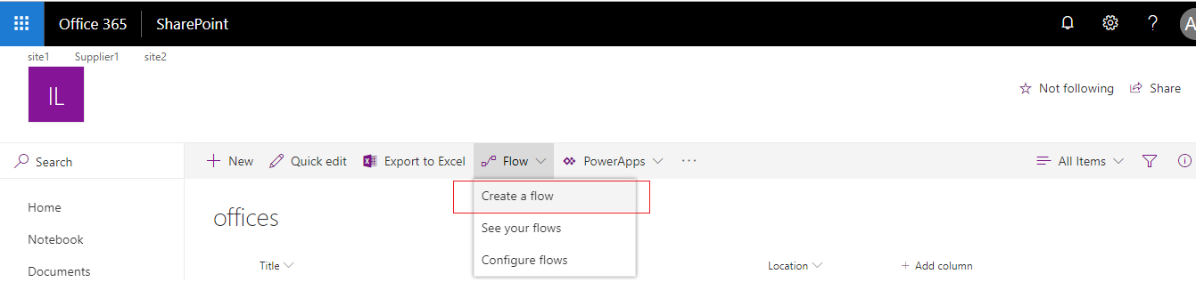 office 365 Create a Flow