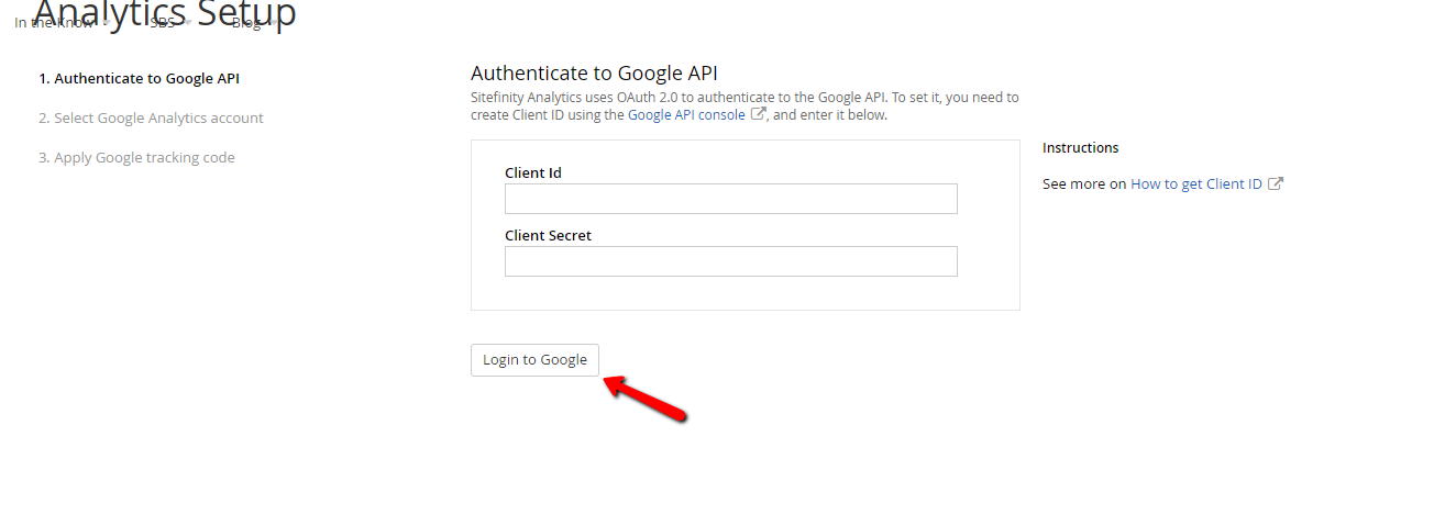 Authentication to Google API