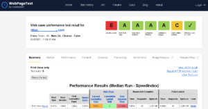 Web Page Test- Speed report