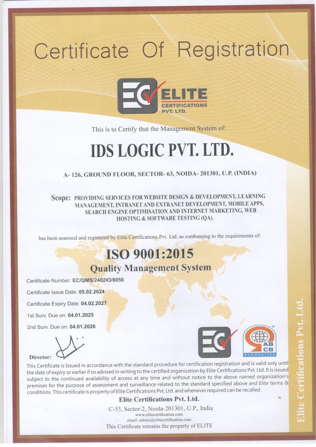 IDS Logic Attained Prestigious ISO 9001:2015 Quality Management System Certificate