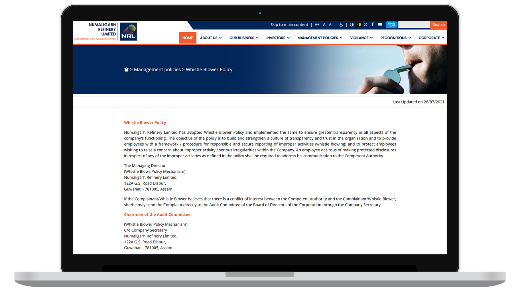 Numaligarh Refinery Limited SharePoint Intranet